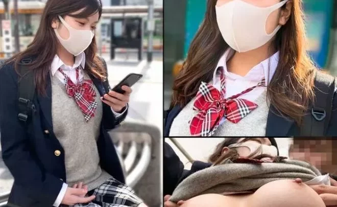 【電車痴漢 #7】《Fカップ巨乳女子●生》綺麗な形のロケットおっぱいを震わせ上目遣いで哀願するピチピチJK