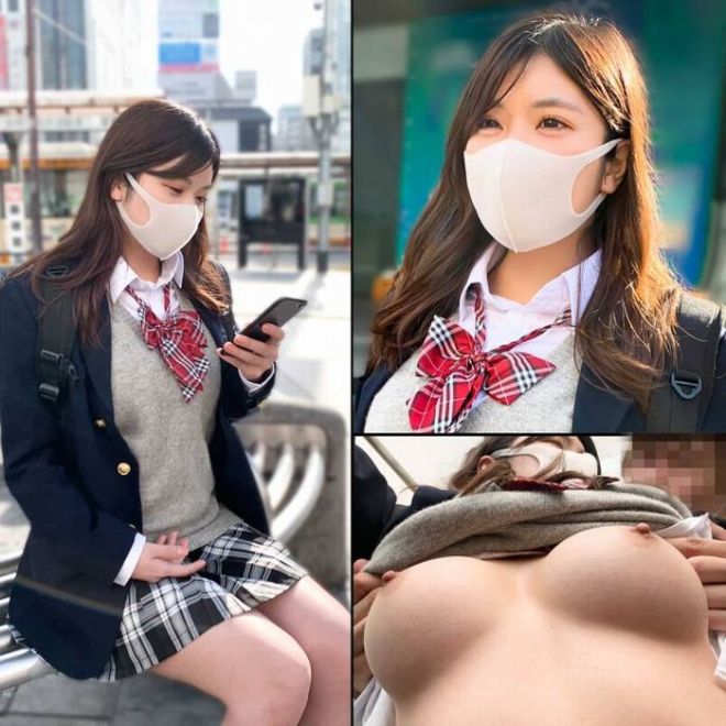 【電車痴漢 #7】《Fカップ巨乳女子●生》綺麗な形のロケットおっぱいを震わせ上目遣いで哀願するピチピチJK