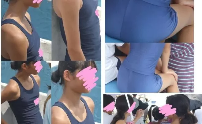 【スクール水着水泳大会潜入２】スク水チクポチＪ〇ちゃん粘着接写