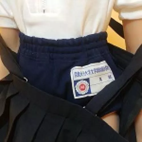 희귀한 학교 이름이 적힌 네임 태그가 달린 블루마