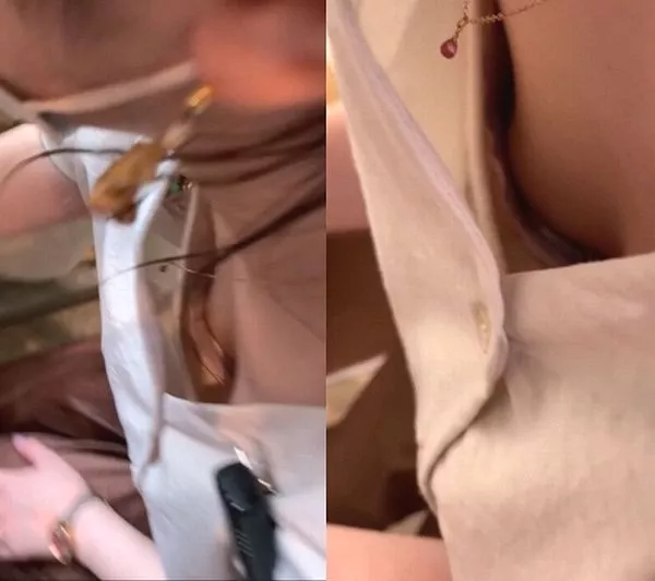削除予定　20歳の可愛いバイトちゃんのおっぱいを覗いちゃいました