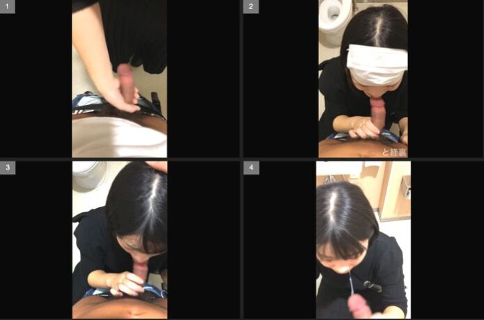 商業施設のトイレでJDの手コキフェラ。最後は暴発気味に顔射。