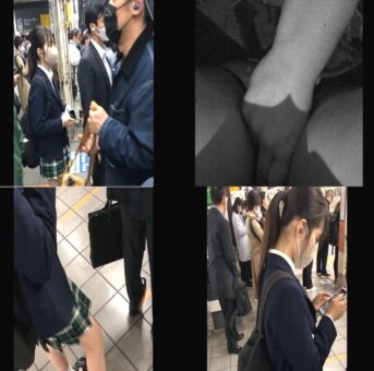 素人痴○日記３７TRAIN目★緑チェックミニスカート女子の生態