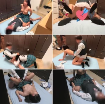 ガチ風50B　家　Fカップ美乳青チェックギャルに罵倒されながらも中発