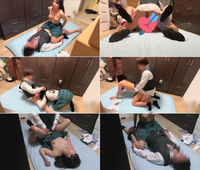 ガチ風50B　家　Fカップ美乳青チェックギャルに罵倒されながらも中発