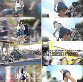 カメラを仕込んだ自転車をミニスカJK自転車の隣に・・・7日分