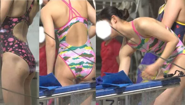 競泳水着プールサイド