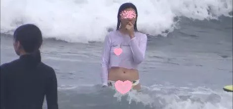 海で透け透け胸チラ風乳首前半 15239009