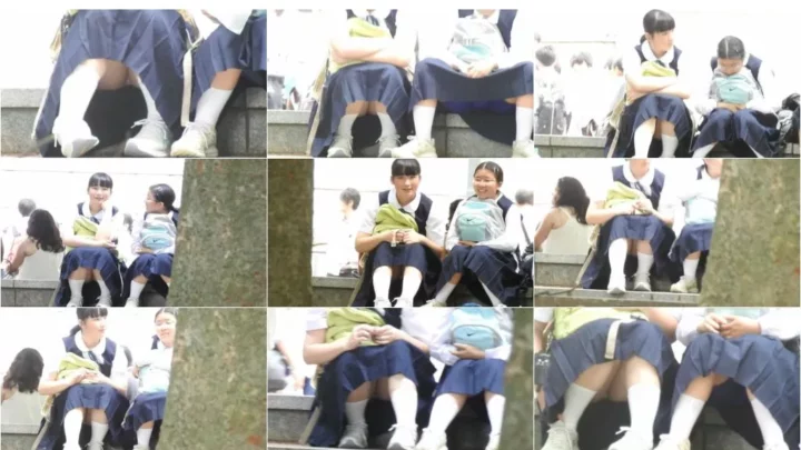 公園でおしゃべり♬ｃレベルの子が丸見えトライアングル☆★他ﾃﾆｽc女子4本