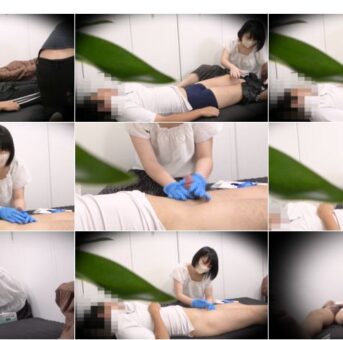 【ボランティアの実態①】隠れ巨乳の手コキ介護士/動けぬ男を脱がせて青い手袋で介助
