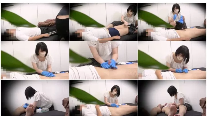 【ボランティアの実態①】隠れ巨乳の手コキ介護士/動けぬ男を脱がせて青い手袋で介助