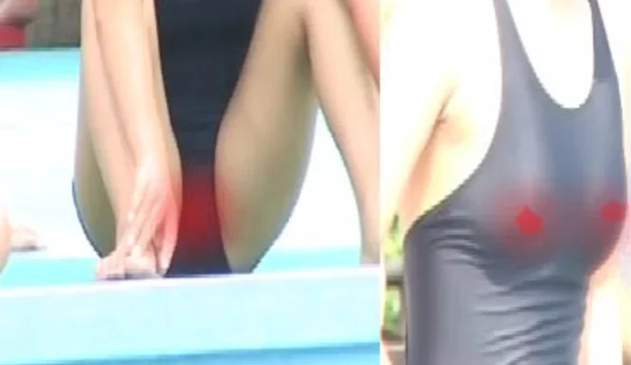 競泳水着のスク水少女 乳首がチラリ xj_15269413_ppv